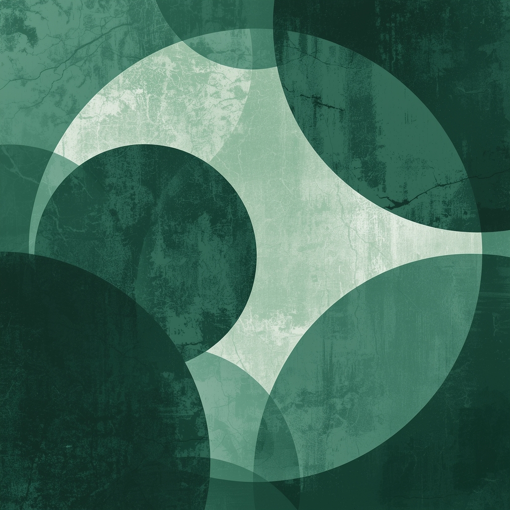 Ethereal Depths limited edition art print featuring organic circular forms in deep emerald and moonlight silver tones