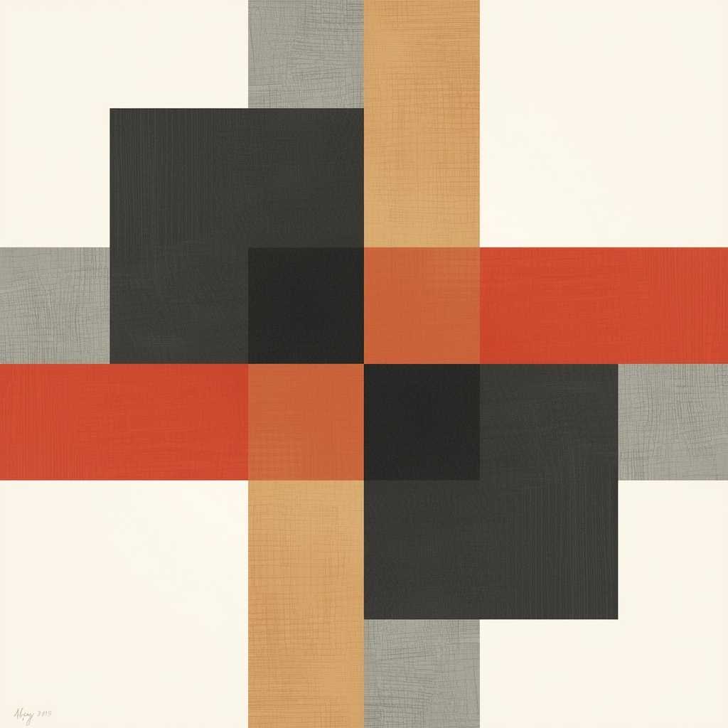 Geometric Harmony limited edition art print with overlapping rectangular shapes creating dynamic visual tension